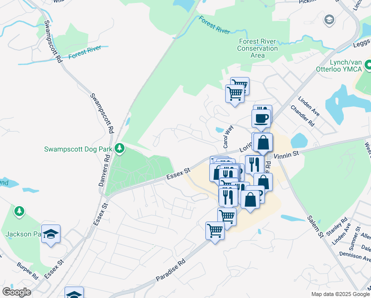 map of restaurants, bars, coffee shops, grocery stores, and more near 1000 Loring Avenue in Salem