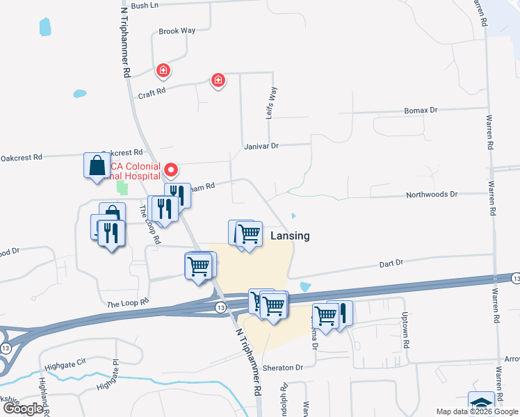 map of restaurants, bars, coffee shops, grocery stores, and more near 112 Graham Rd in Ithaca