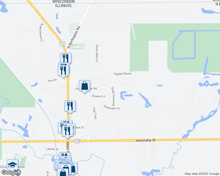 map of restaurants, bars, coffee shops, grocery stores, and more near 10909 Quail Crossing in Richmond