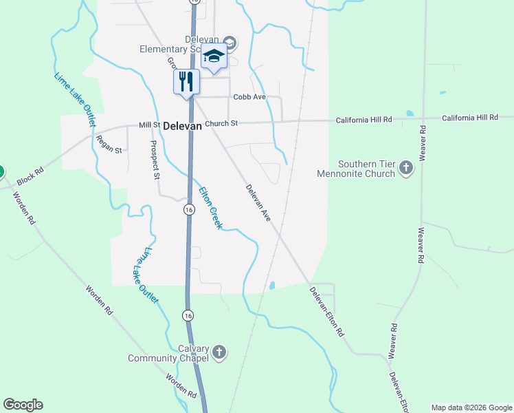 map of restaurants, bars, coffee shops, grocery stores, and more near 56 Delevan Avenue in Delevan