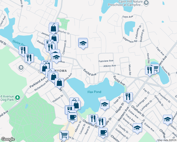 map of restaurants, bars, coffee shops, grocery stores, and more near 132 Grandview Avenue in Lynn