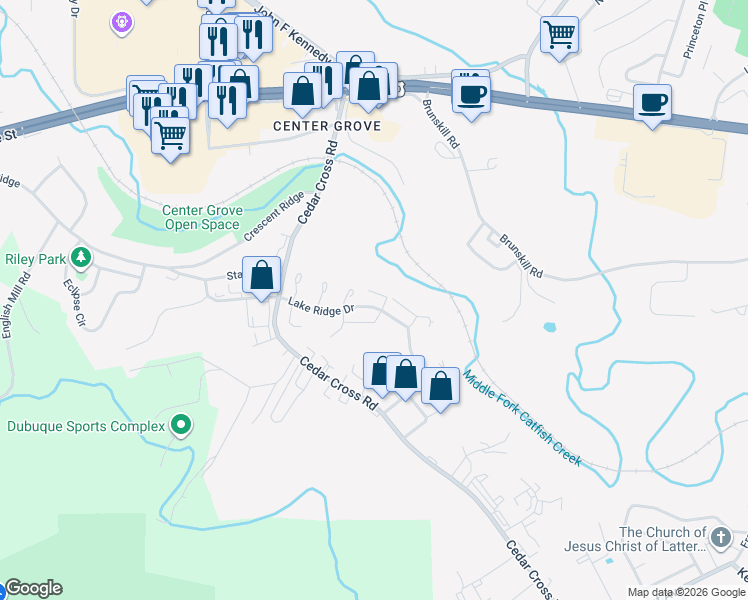 map of restaurants, bars, coffee shops, grocery stores, and more near 454 Tannin Court in Dubuque