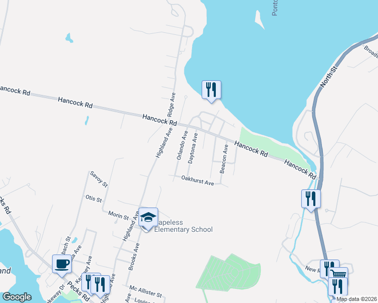 map of restaurants, bars, coffee shops, grocery stores, and more near 26 Daytona Avenue in Pittsfield