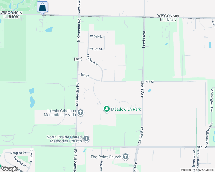 map of restaurants, bars, coffee shops, grocery stores, and more near 452 Prairie Ridge Drive in Winthrop Harbor
