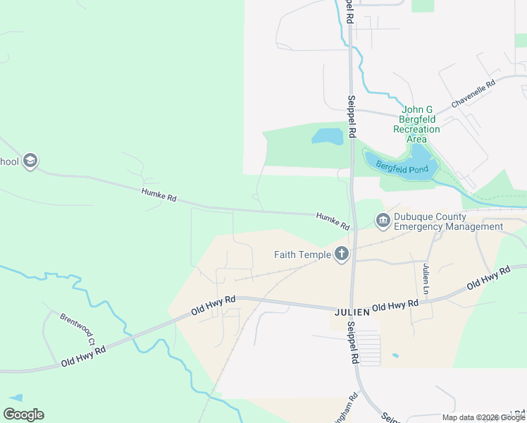 map of restaurants, bars, coffee shops, grocery stores, and more near 15299 Humke Road in Dubuque