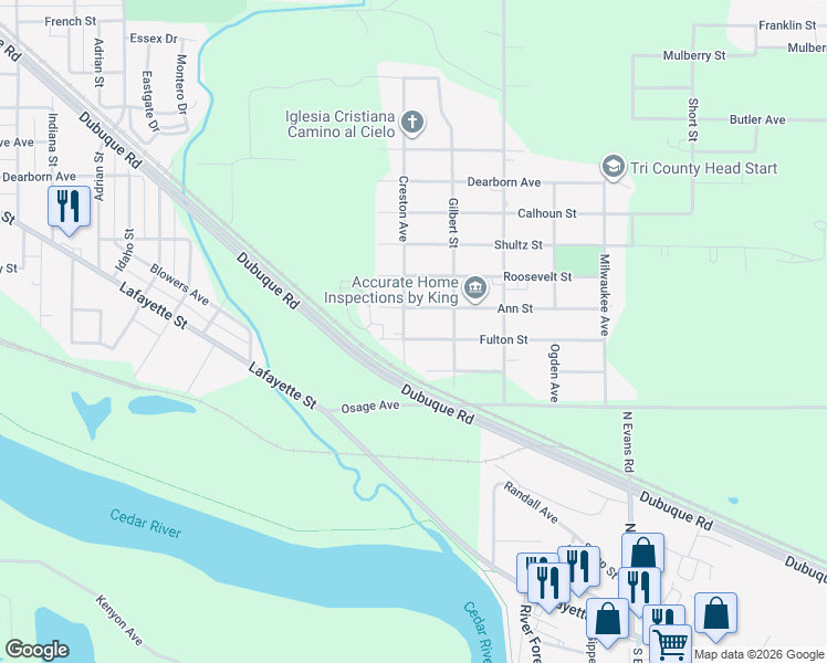 map of restaurants, bars, coffee shops, grocery stores, and more near 1003-1013 Fulton St in Waterloo