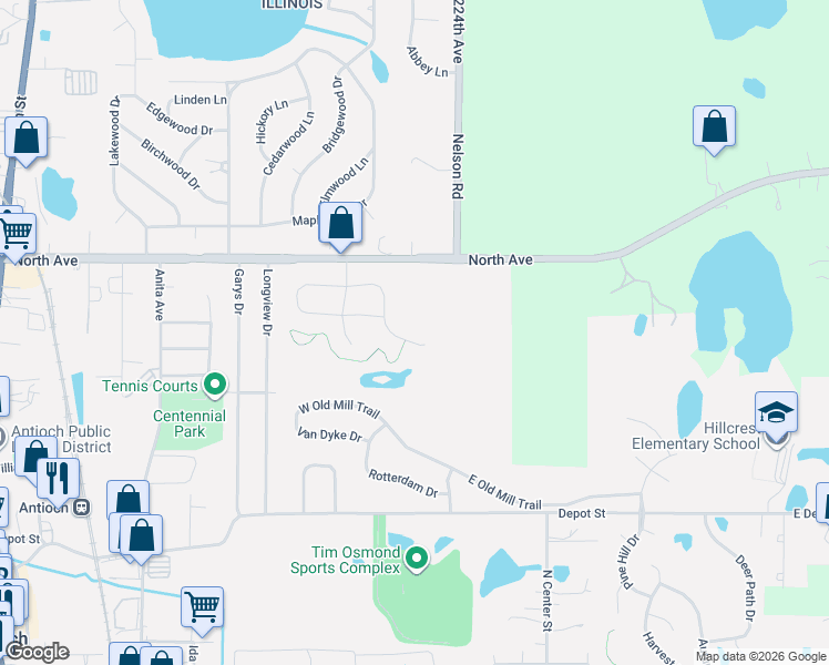 map of restaurants, bars, coffee shops, grocery stores, and more near 79 Netherlands Drive in Antioch