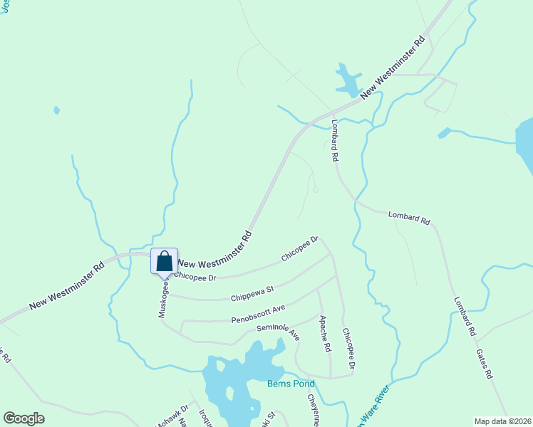 map of restaurants, bars, coffee shops, grocery stores, and more near 116 New Westminster Road in Hubbardston