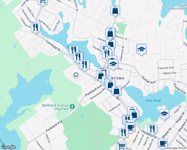 map of restaurants, bars, coffee shops, grocery stores, and more near 35 Lynnfield St in Lynn