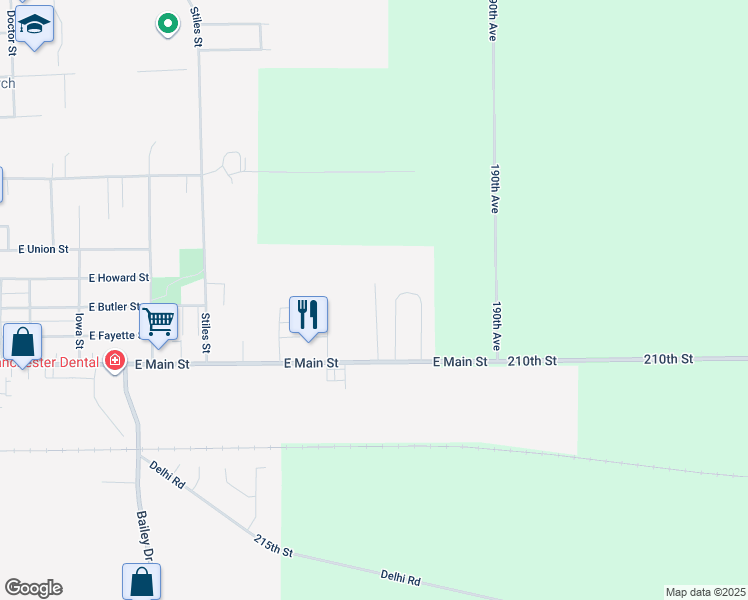 map of restaurants, bars, coffee shops, grocery stores, and more near 1214 East Main Street in Manchester