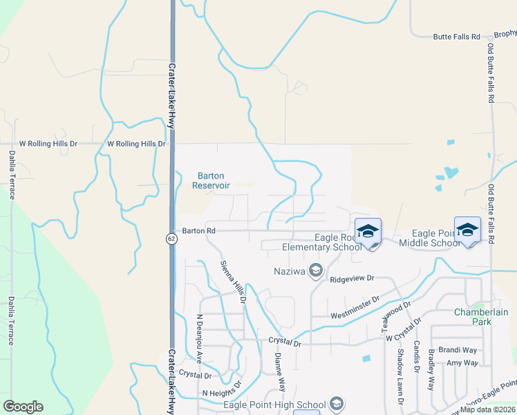 map of restaurants, bars, coffee shops, grocery stores, and more near 303 Barton Road in Eagle Point