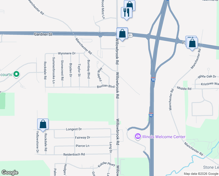 map of restaurants, bars, coffee shops, grocery stores, and more near 5574 Bastian Boulevard in South Beloit