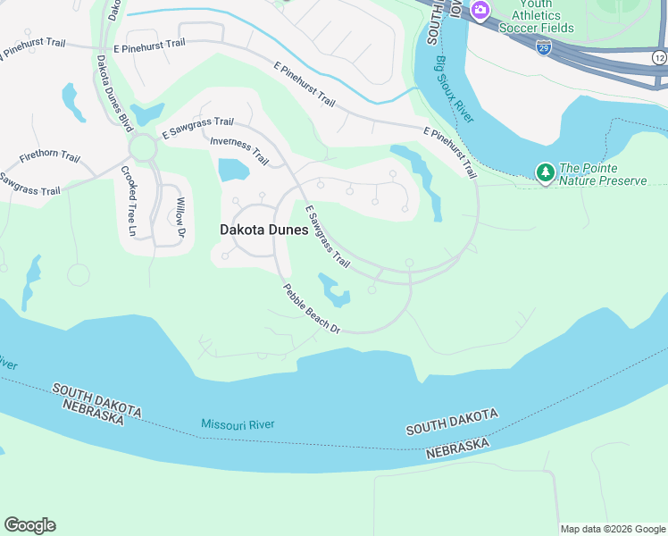 map of restaurants, bars, coffee shops, grocery stores, and more near 376-846 East Sawgrass Trail in North Sioux City