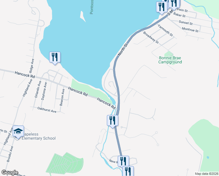 map of restaurants, bars, coffee shops, grocery stores, and more near 1450 North Street in Pittsfield