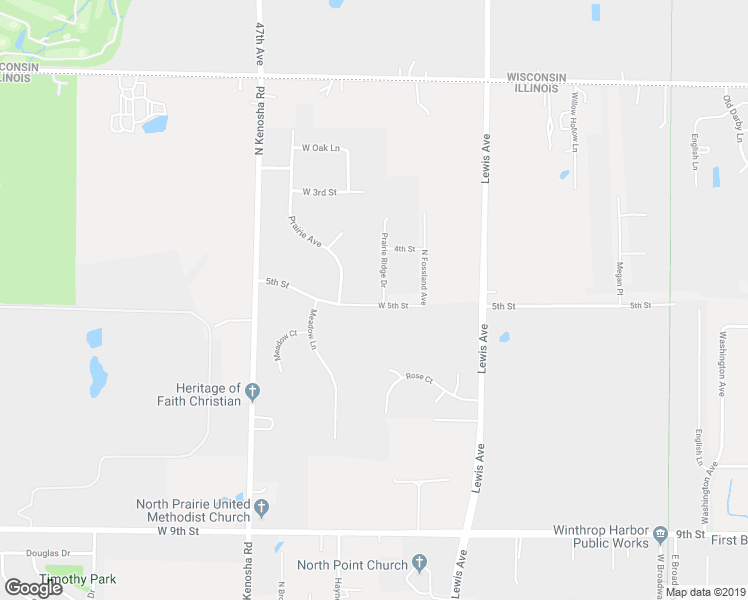 map of restaurants, bars, coffee shops, grocery stores, and more near 452 Prairie Ridge Drive in Winthrop Harbor