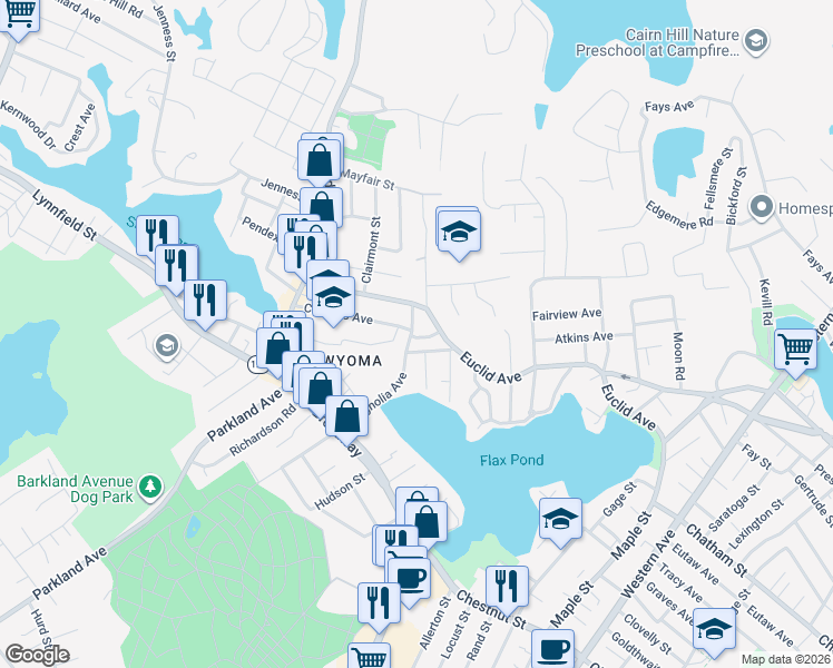 map of restaurants, bars, coffee shops, grocery stores, and more near 35 Magnolia Avenue in Lynn