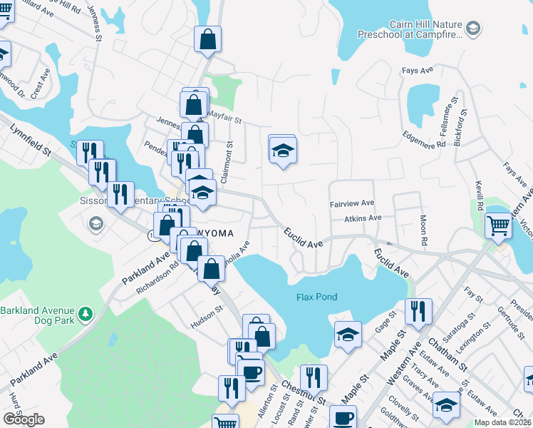 map of restaurants, bars, coffee shops, grocery stores, and more near in Lynn