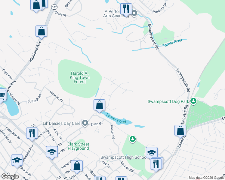 map of restaurants, bars, coffee shops, grocery stores, and more near 222 Windsor Avenue in Swampscott