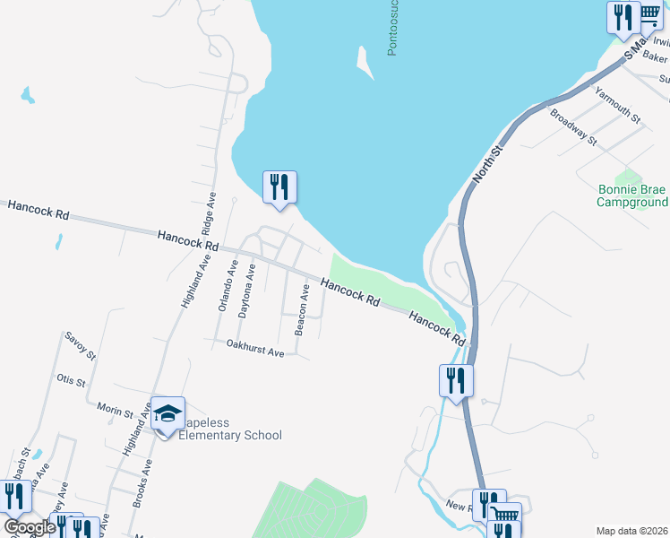 map of restaurants, bars, coffee shops, grocery stores, and more near 125 Hancock Rd in Pittsfield