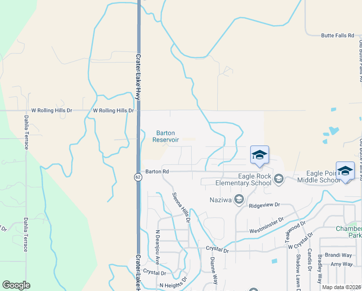 map of restaurants, bars, coffee shops, grocery stores, and more near 233 Barton Road in Eagle Point