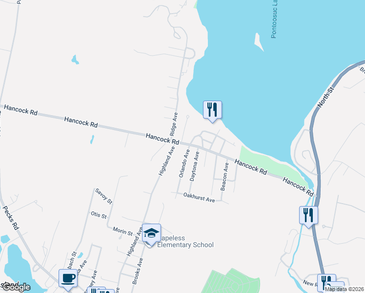 map of restaurants, bars, coffee shops, grocery stores, and more near 270 Hancock Rd in Pittsfield