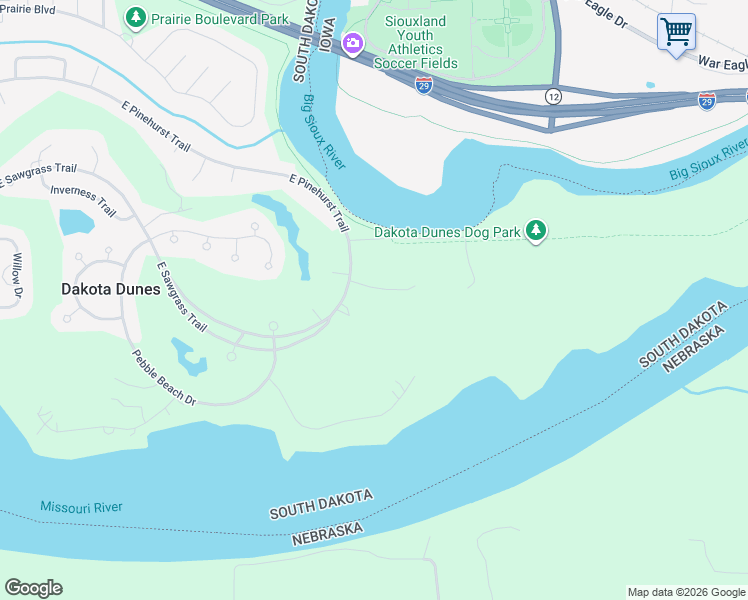map of restaurants, bars, coffee shops, grocery stores, and more near East Sawgrass Trail in North Sioux City