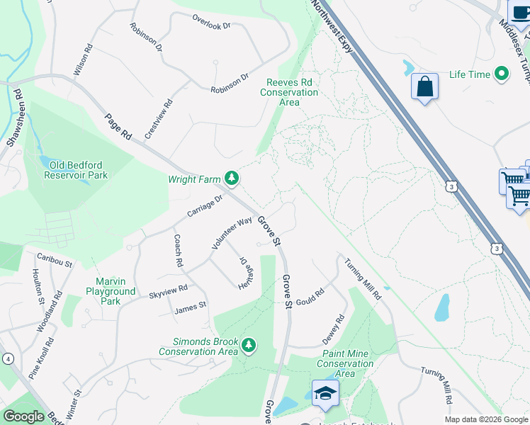 map of restaurants, bars, coffee shops, grocery stores, and more near 227 Grove Street in Lexington