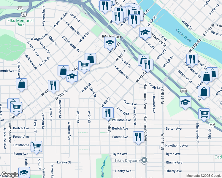 map of restaurants, bars, coffee shops, grocery stores, and more near 924 Grant Avenue in Waterloo