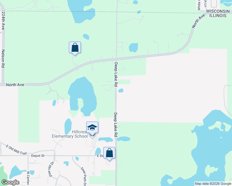 map of restaurants, bars, coffee shops, grocery stores, and more near 42966 Deep Lake Road in Antioch
