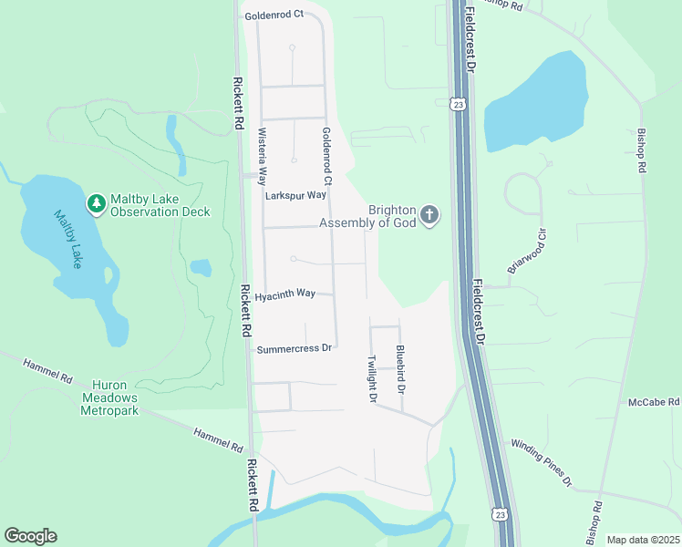 map of restaurants, bars, coffee shops, grocery stores, and more near 7915 Goldenrod Court in Brighton