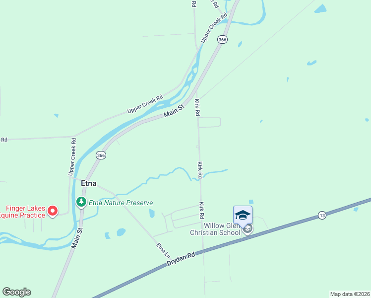 map of restaurants, bars, coffee shops, grocery stores, and more near 87 Kirk Road in Freeville