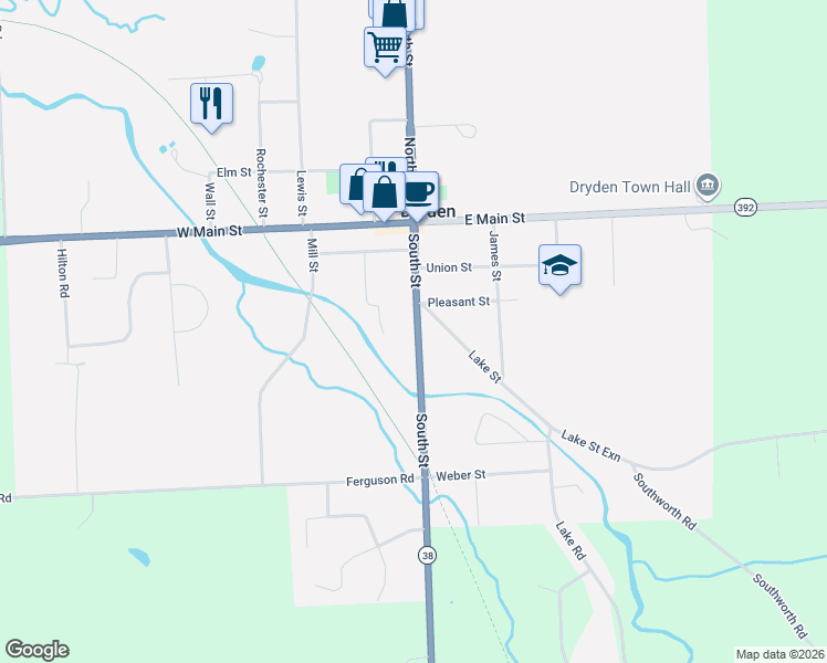 map of restaurants, bars, coffee shops, grocery stores, and more near 40 New York 38 in Dryden