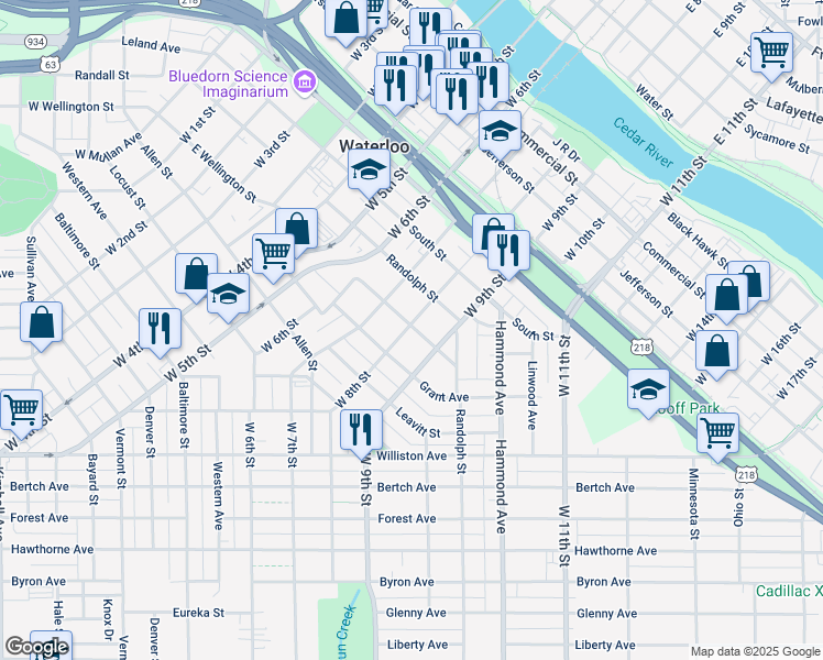 map of restaurants, bars, coffee shops, grocery stores, and more near 928 Wellington Street in Waterloo