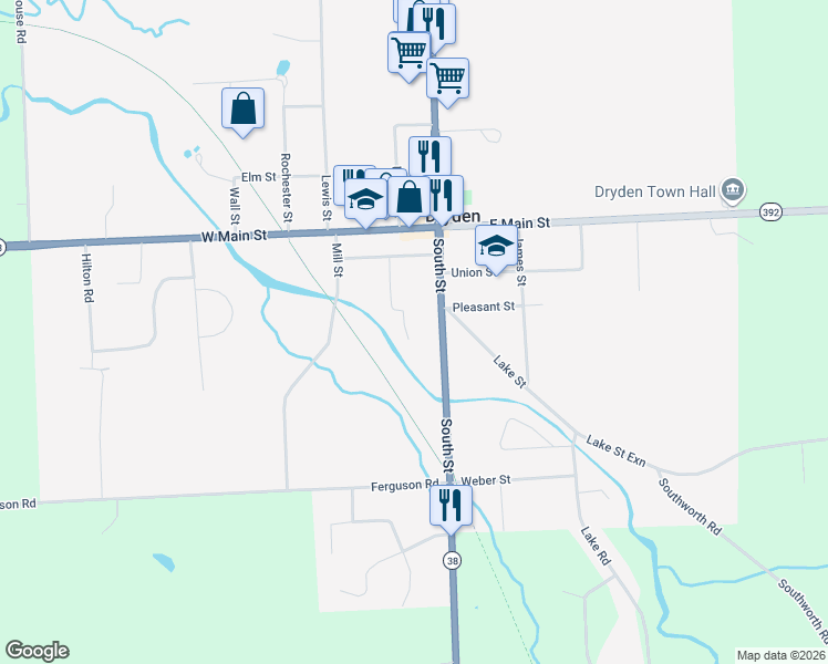 map of restaurants, bars, coffee shops, grocery stores, and more near 15 Evergreen Street in Cortland