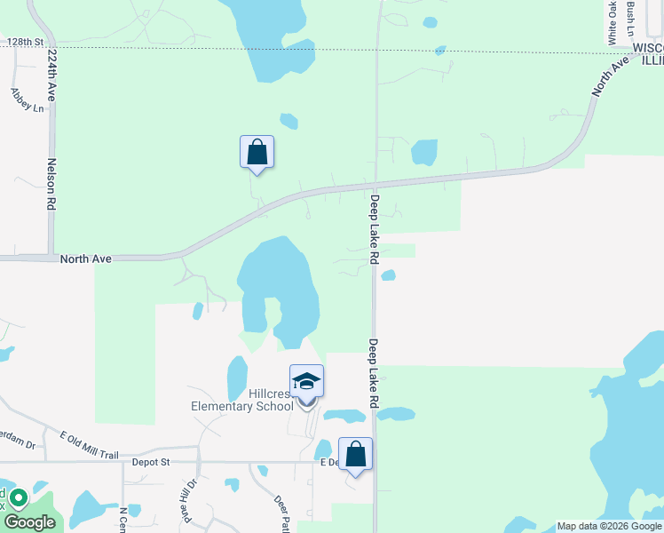 map of restaurants, bars, coffee shops, grocery stores, and more near 42966 Deep Lake Road in Antioch