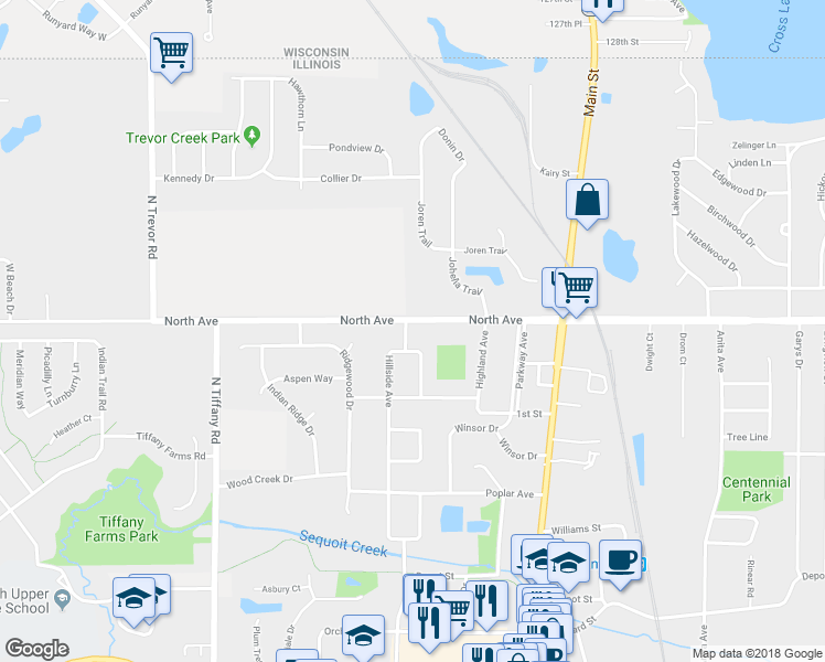 map of restaurants, bars, coffee shops, grocery stores, and more near 555 Hillside Avenue in Antioch