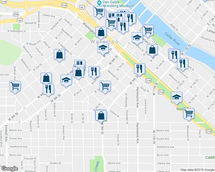 map of restaurants, bars, coffee shops, grocery stores, and more near 928 Wellington Street in Waterloo