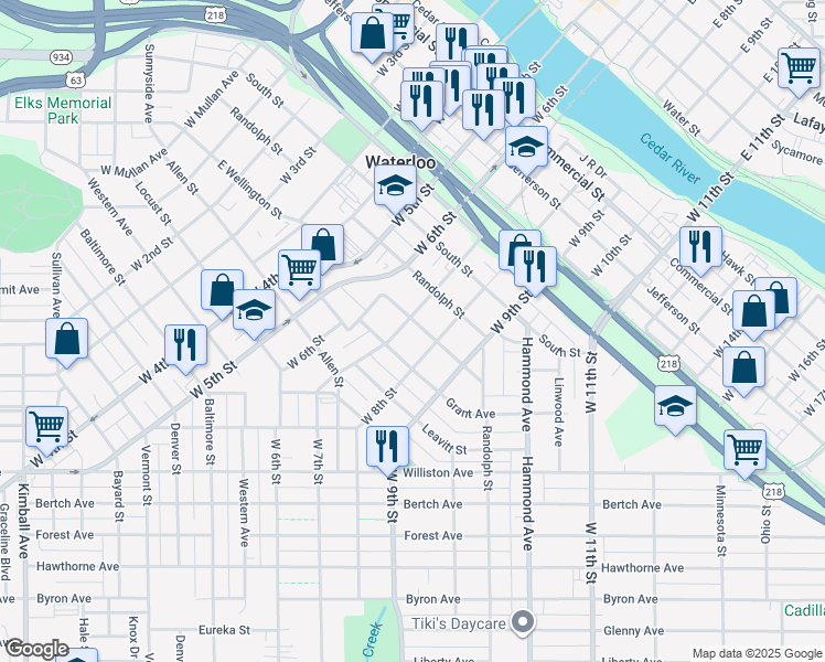 map of restaurants, bars, coffee shops, grocery stores, and more near 906 Wellington Street in Waterloo