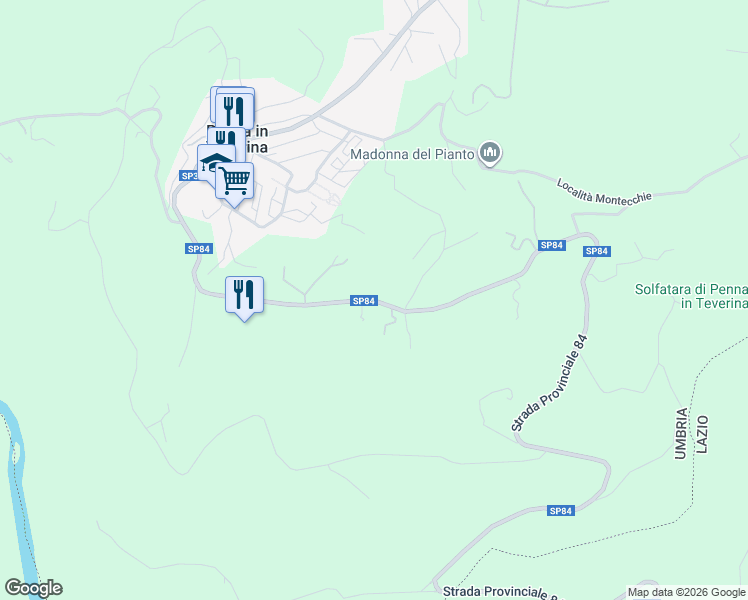 map of restaurants, bars, coffee shops, grocery stores, and more near 29 Via Ortana in Provincia di Terni