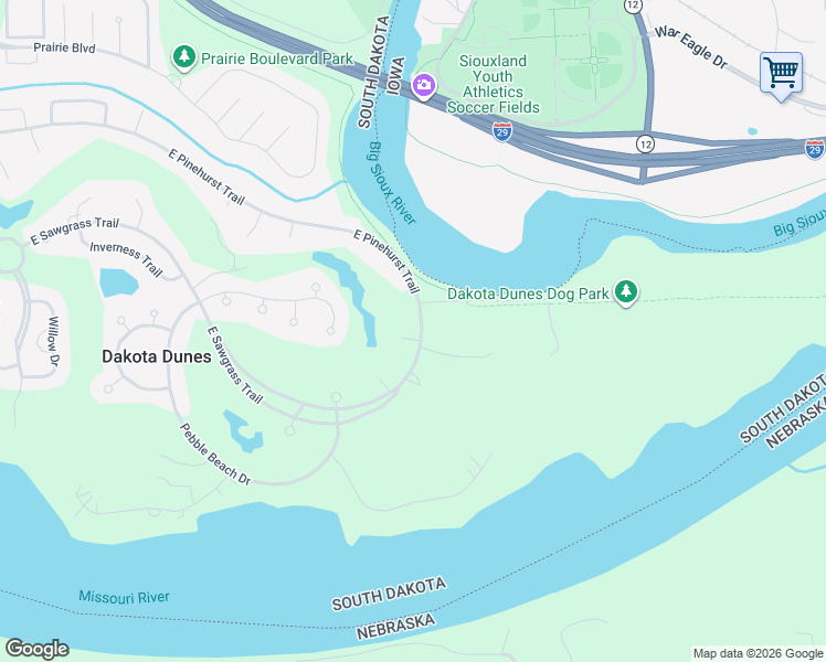 map of restaurants, bars, coffee shops, grocery stores, and more near 857 E Sawgrass Trail in North Sioux City