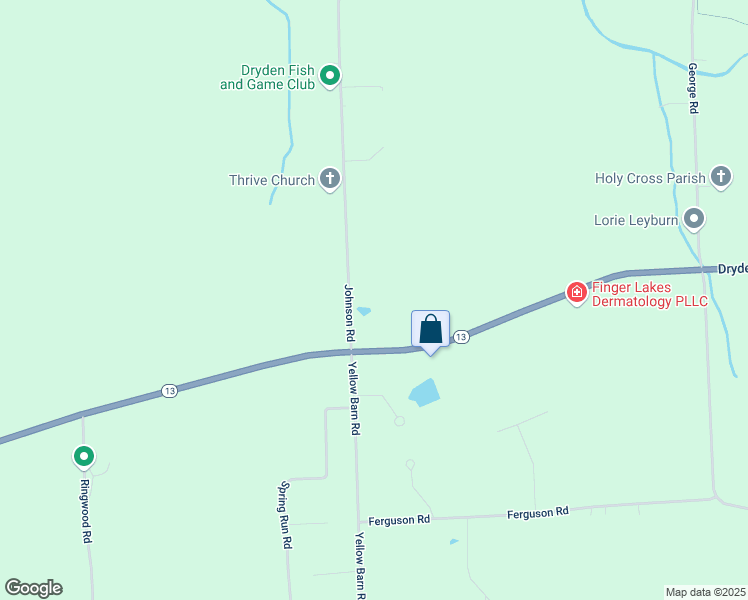map of restaurants, bars, coffee shops, grocery stores, and more near 353 Johnson Road in Freeville