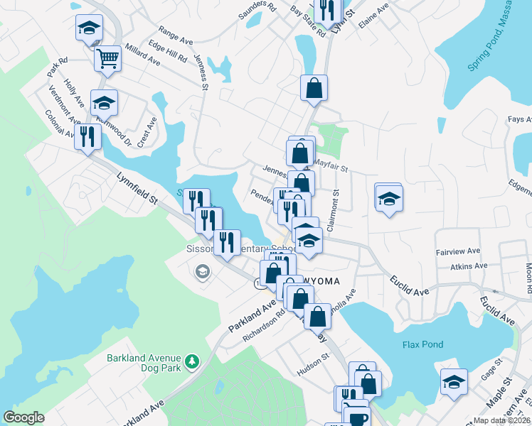 map of restaurants, bars, coffee shops, grocery stores, and more near 11 Otis Street in Lynn