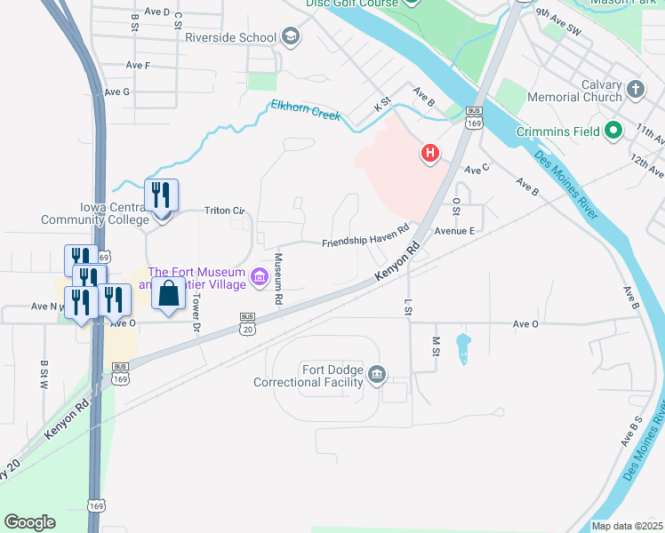 map of restaurants, bars, coffee shops, grocery stores, and more near 420 Kenyon Road in Fort Dodge