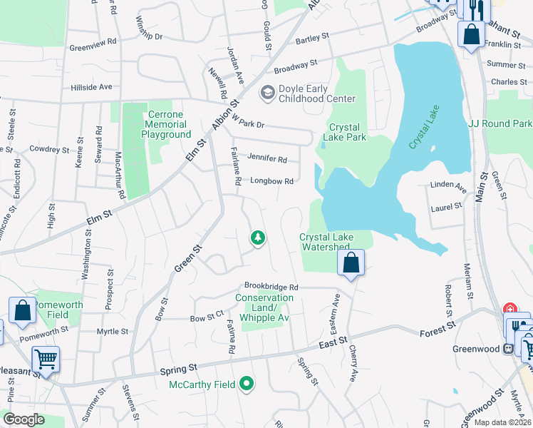 map of restaurants, bars, coffee shops, grocery stores, and more near 18 Valley Rd in Stoneham