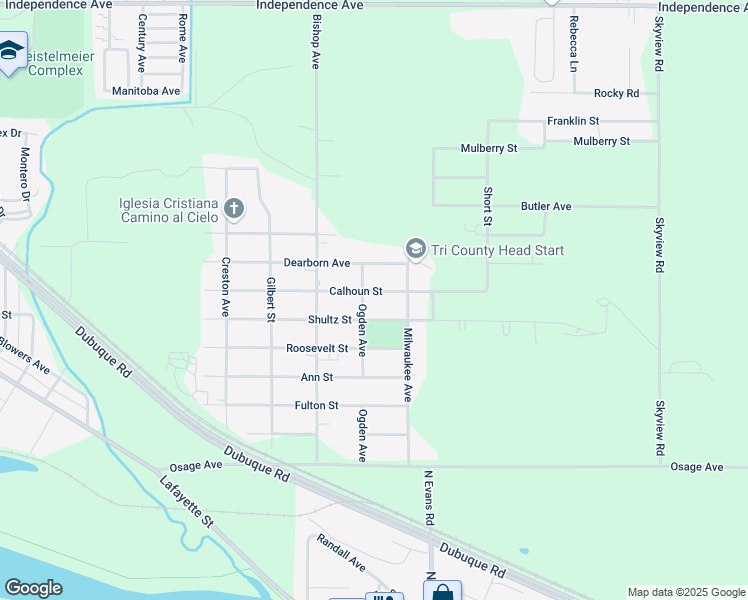 map of restaurants, bars, coffee shops, grocery stores, and more near 1316 Calhoun Street in Waterloo