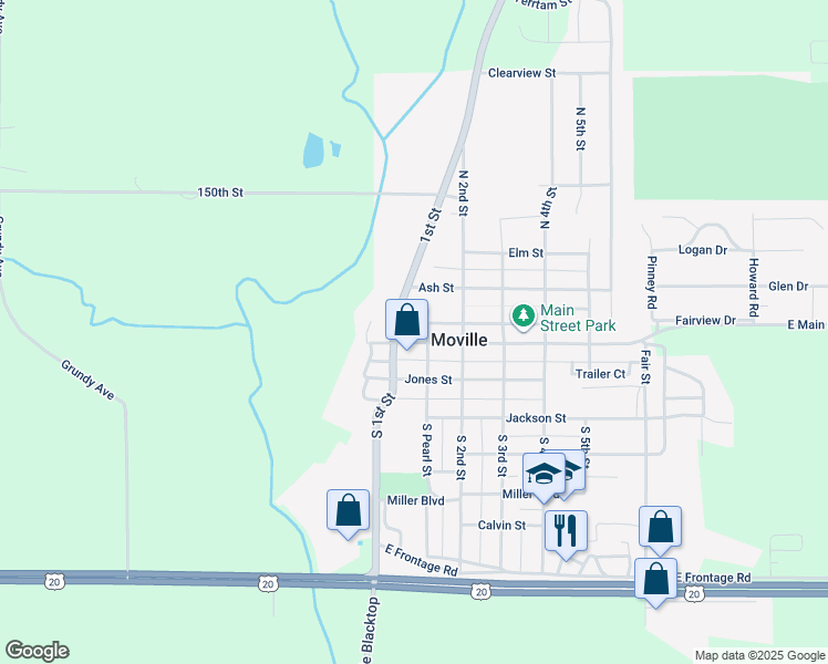 map of restaurants, bars, coffee shops, grocery stores, and more near in Moville