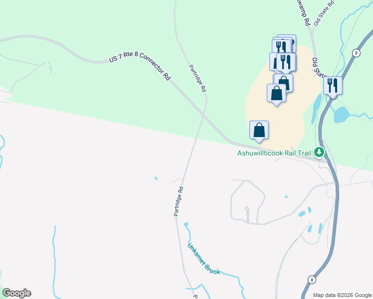 map of restaurants, bars, coffee shops, grocery stores, and more near 397 Partridge Road in Pittsfield