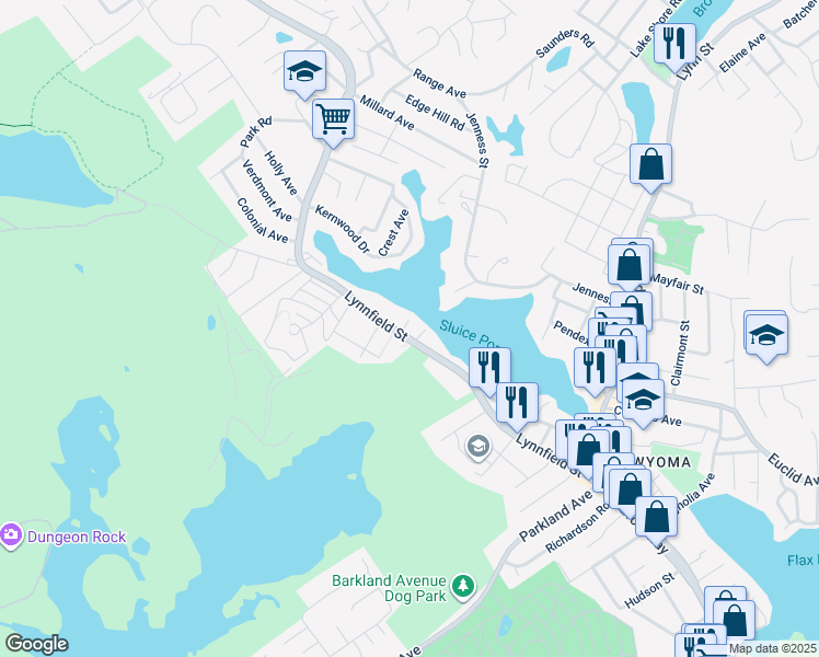 map of restaurants, bars, coffee shops, grocery stores, and more near in Lynn