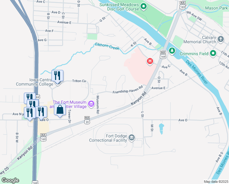 map of restaurants, bars, coffee shops, grocery stores, and more near 420 Kenyon Road in Fort Dodge