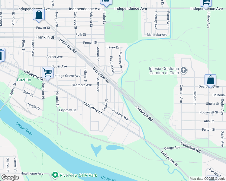 map of restaurants, bars, coffee shops, grocery stores, and more near 1300-1498 Dubuque Rd in Waterloo